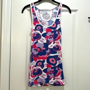 American Eagle bold floral ribbed tank